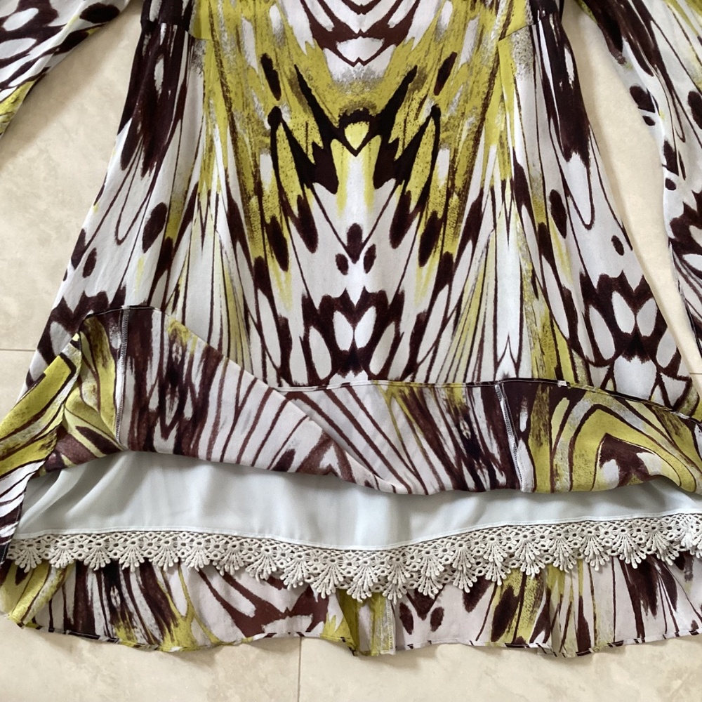 Anthropologie Leifsdottir Sarita Silk Swing Dress Bell Sleeves Abstract Print - Picture 10 of 13